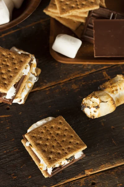 S'more fatti in casa con cioccolato e marshmallow — Foto Stock