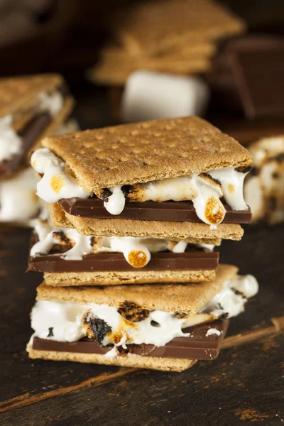 S 'more caseiro com chocolate e marshmallow — Fotografia de Stock