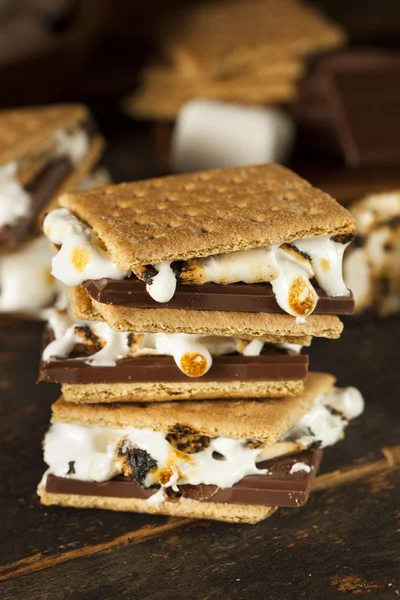 S 'more casera con chocolate y malvavisco —  Fotos de Stock