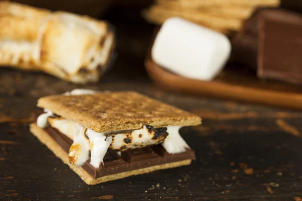 Homemade S'more with chocolate and marshmallow — Stock Photo, Image