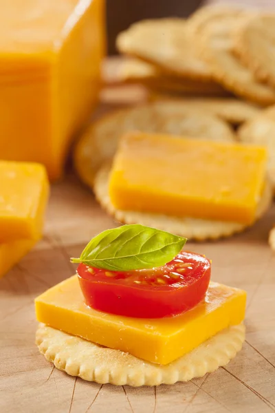 Chedder Cheese and Cracker Appetizer — Stock Photo, Image