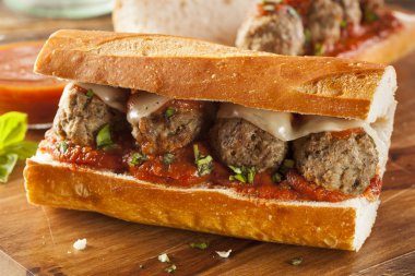 Hot and Homemade Spicy Meatball Sub Sandwich clipart