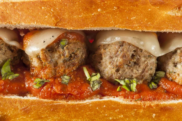 Hot and Homemade Spicy Meatball Sub Sandwich — Stock Photo, Image