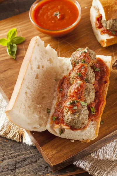 Hot and Homemade Spicy Meatball Sub Sandwich — Stock Photo, Image