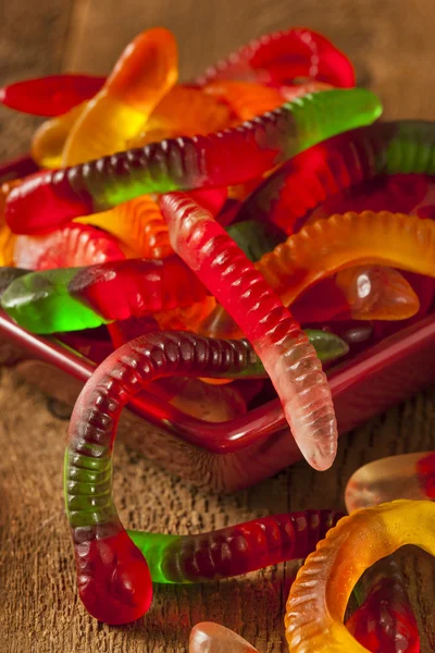 Colorful Fruity Gummy Worm Candy — Stock Photo, Image