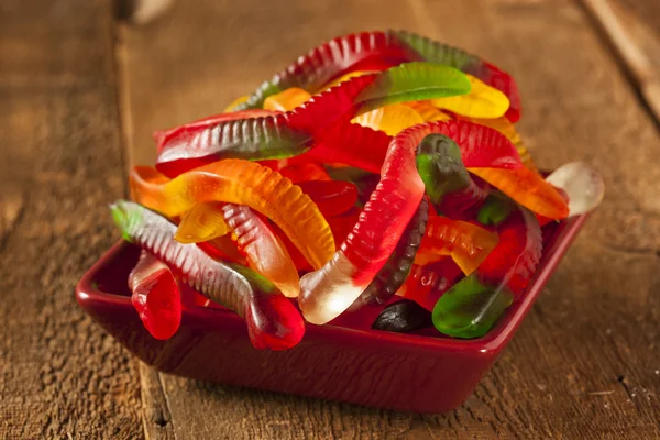 Colorful Fruity Gummy Worm Candy — Stock Photo, Image