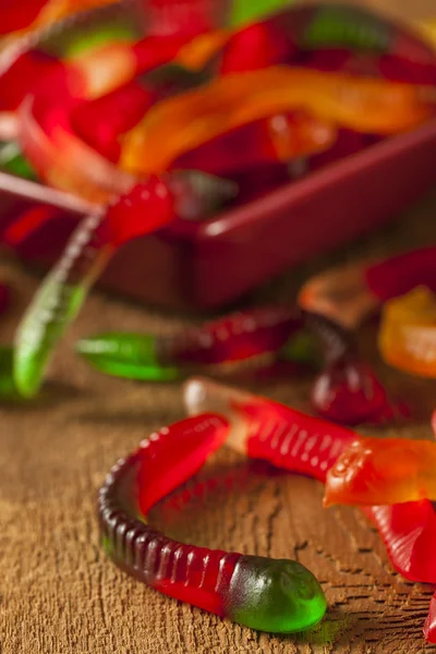 Colorful Fruity Gummy Worm Candy — Stock Photo, Image