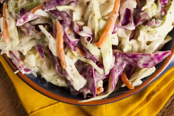 Hemmagjord coleslaw med strimlad vitkål och sallad — Stockfoto