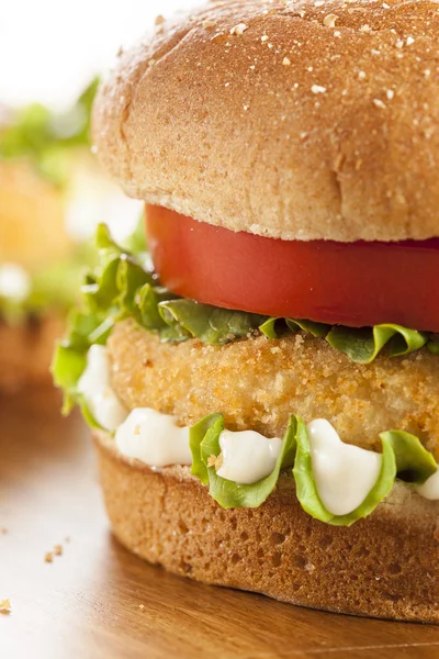 Breaded Chicken Patty Sandwich on a Bun — Stock Photo, Image