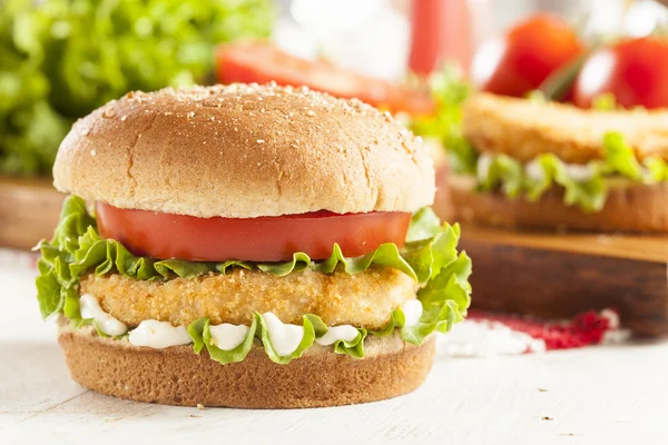 Breaded Chicken Patty Sandwich on a Bun — Stock Photo, Image
