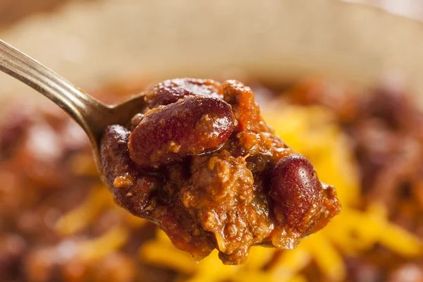 Ostre domowe chili con carne zupa — Zdjęcie stockowe