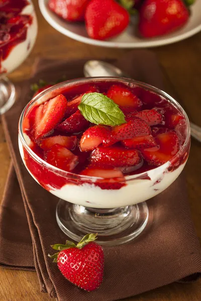 Fresh Organic Strawberry Fruit Parfait — Stock Photo, Image