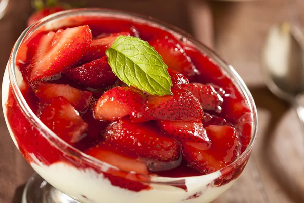 Fresh Organic Strawberry Fruit Parfait — Stock Photo, Image