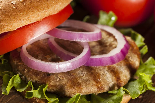 Zelfgemaakte Turkije Hamburger op een broodje — Stockfoto
