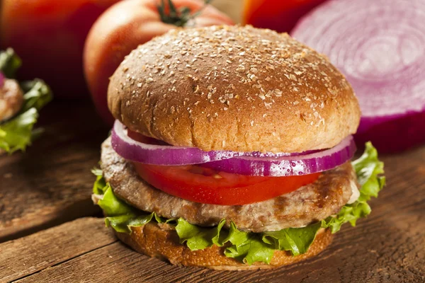 Domowej roboty IDKY hamburger w bułce — Zdjęcie stockowe