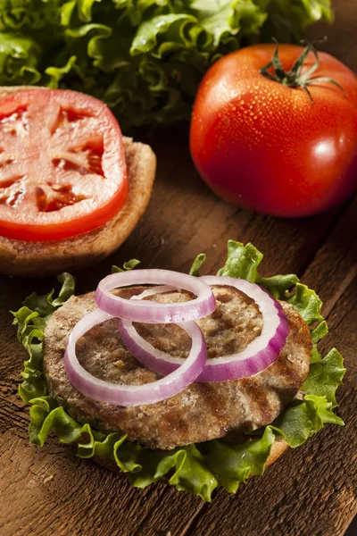 Homemade Turkey Burger on a Bun — Stock Photo, Image