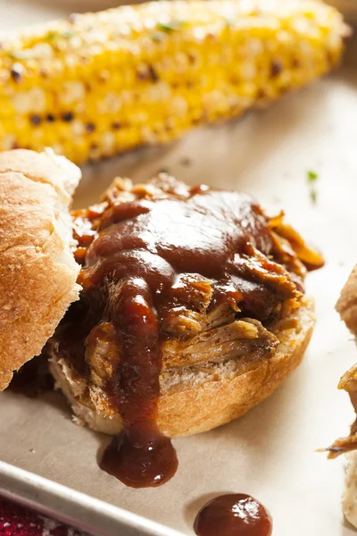 Smoked Barbecue Pulled Pork Sliders — Stock Photo, Image