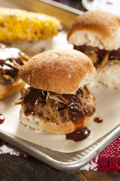Smoked Barbecue Pulled Pork Sliders — Stock Photo, Image