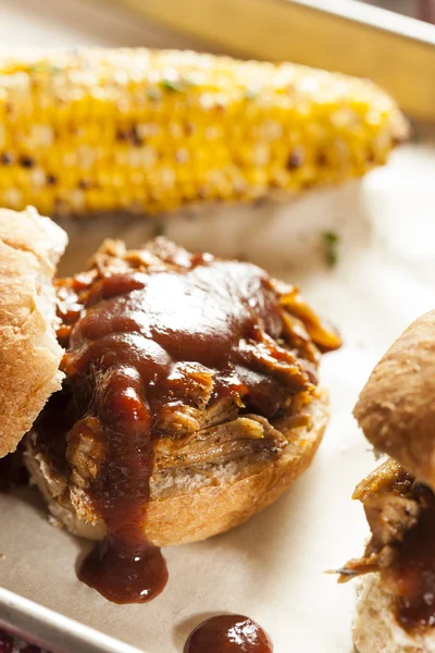 Smoked Barbecue Pulled Pork Sliders — Stock Photo, Image