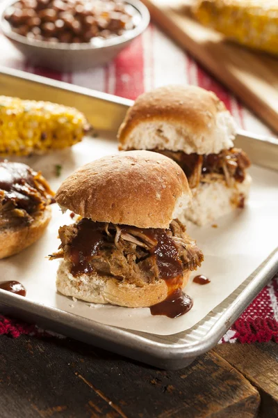 Smoked Barbecue Pulled Pork Sliders — Stock Photo, Image