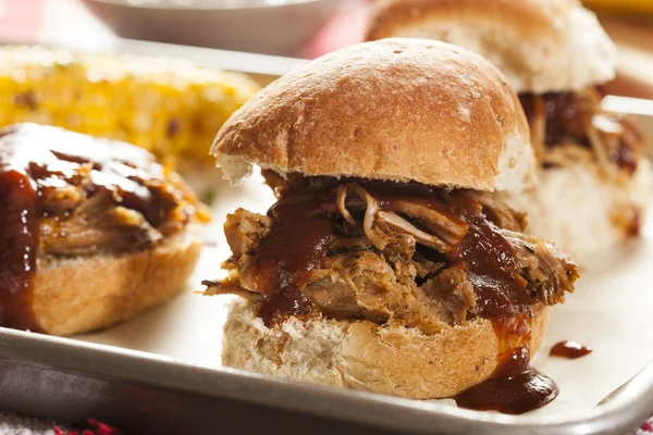 Smoked Barbecue Pulled Pork Sliders — Stock Photo, Image