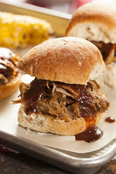 Smoked Barbecue Pulled Pork Sliders — Stock Photo, Image