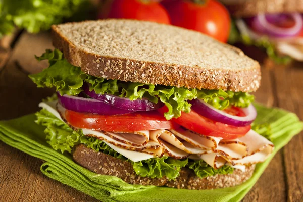 Homemade Turkey Sandwich — Stock Photo, Image