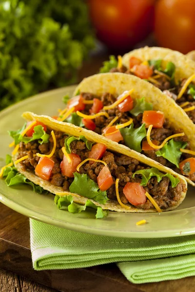 Homemade Ground Beef Tacos — Stock Photo, Image