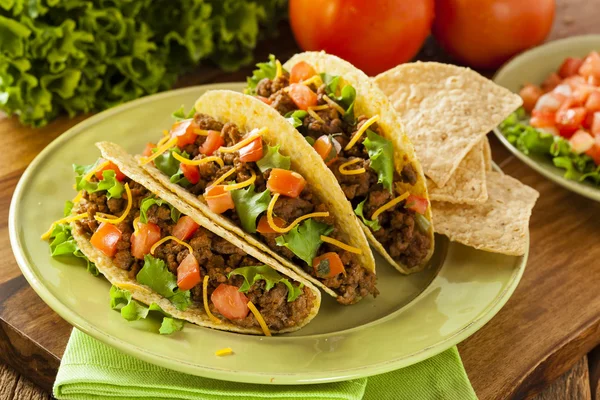Tacos caseros de carne molida — Foto de Stock