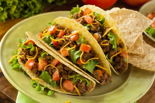 Domowe ziemi wołowiny tacos — Zdjęcie stockowe