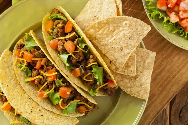 Homemade Ground Beef Tacos — Stock Photo, Image