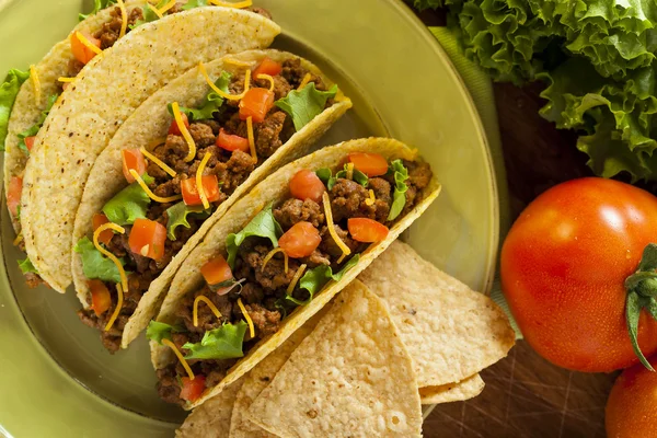 Homemade Ground Beef Tacos — Stock Photo, Image