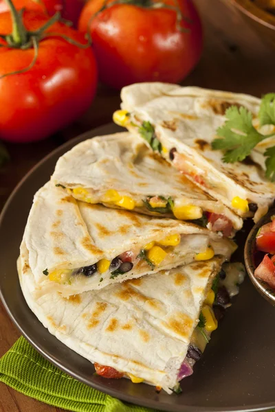 Homemade Cheese and Bean Quesadilla — Stock Photo, Image