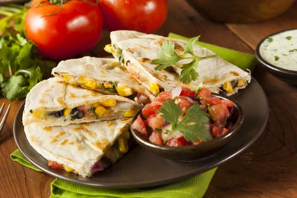 Homemade Cheese and Bean Quesadilla — Stock Photo, Image