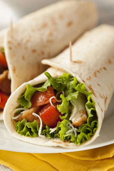 Breaded Chicken in a Tortilla Wrap — Stock Photo, Image