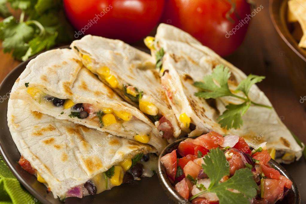 Homemade Cheese and Bean Quesadilla — Stock Photo © bhofack2 32601715