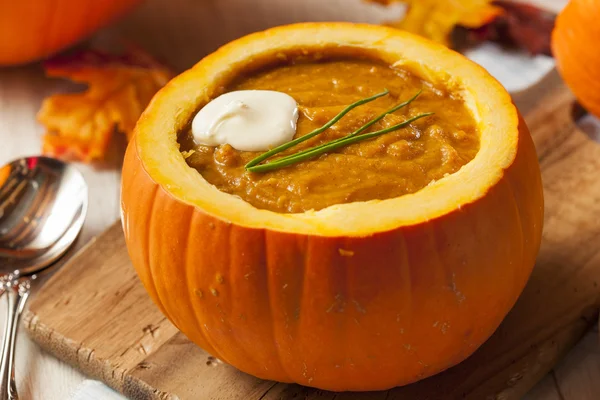 Homemade Organic Pumpkin Soup — Stock Photo, Image