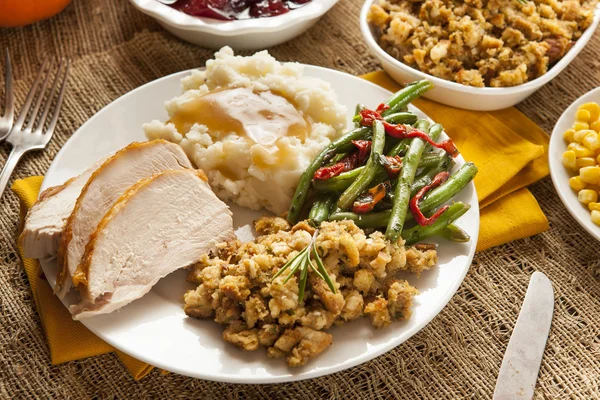 Homemade Turkey Thanksgiving Dinner — Stock Photo, Image