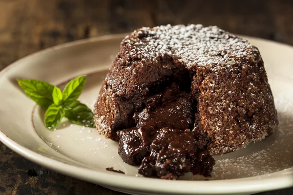 Hemlagad choklad Lava kaka dessert — Stockfoto