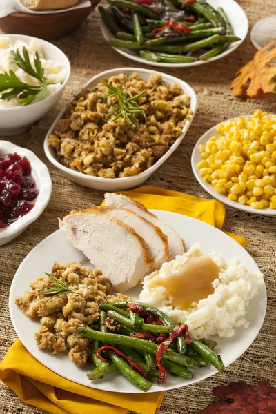 Cena casera de Acción de Gracias de Turquía — Foto de Stock