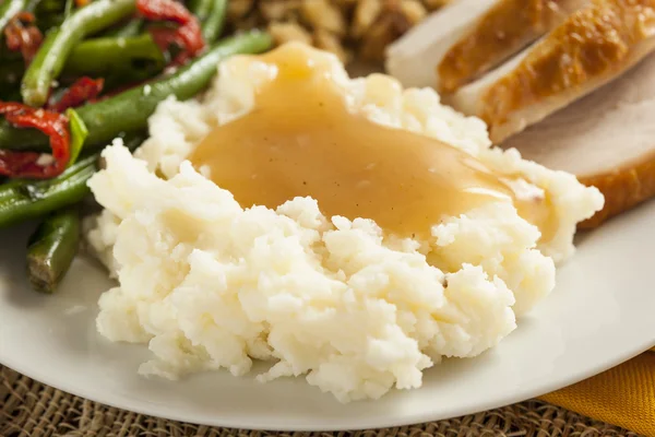 Purè di patate biologico fatto in casa con sugo — Foto Stock