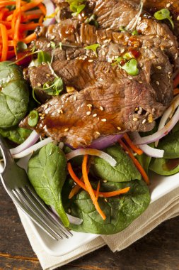 Asya dilimlenmiş biftek salata