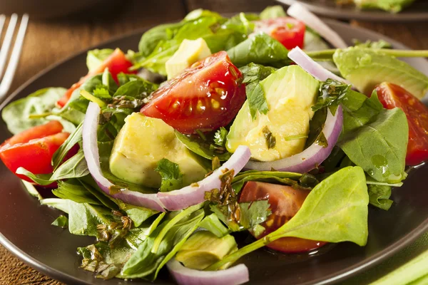 Biologische groene avacado en tomaat Salade — Stockfoto