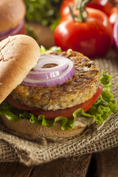 Organic Grilled Black Bean Burger — Stock Photo, Image