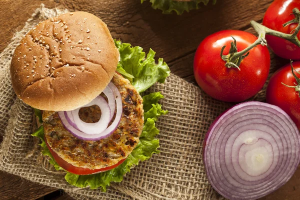 Organic Grilled Black Bean Burger — Stock Photo, Image