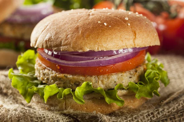 Hamburguesa de frijol negro a la parrilla orgánica —  Fotos de Stock