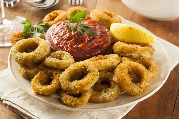 Homemade Fried Breaded Calamari — Stock Photo, Image