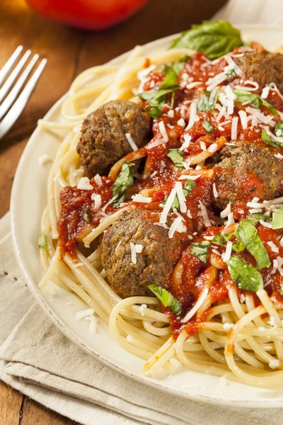 Hjemmelavet spaghetti og kødboller pasta - Stock-foto