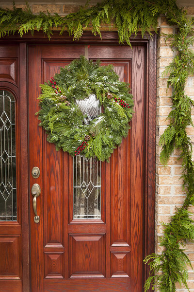 Зеленый рождественский венок
