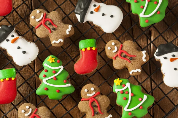 Geleneksel buzlu gingerbread Noel kurabiyeleri — Stok fotoğraf